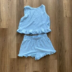 2 piece set | ruffle hem shorts and top